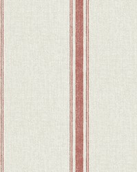 Linette Burnt Sienna Fabric Stripe Wallpaper by   