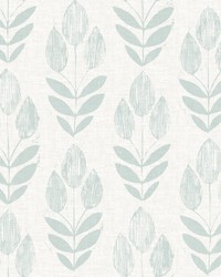 Garland Teal Block Tulip Wallpaper by   