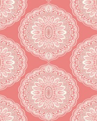 Bolinas Coral Medallion Wallpaper by  Brewster Wallcovering 