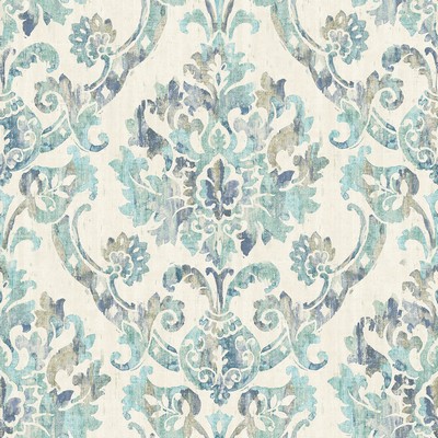 Brewster Wallcovering Shasta Teal Damask Wallpaper Wallpaper