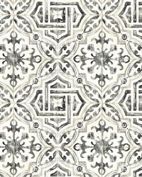 Sonoma Black Spanish Tile Wallpaper by  Brewster Wallcovering 