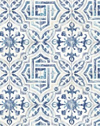 Sonoma Blue Spanish Tile Wallpaper by   