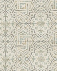 Sonoma Olive Spanish Tile Wallpaper by  Brewster Wallcovering 