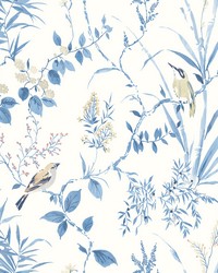 Imperial Garden Blue Botanical Wallpaper by   