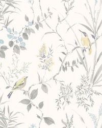 Imperial Garden Grey Botanical Wallpaper by  Brewster Wallcovering 