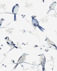 Birdsong Blue Trail Wallpaper 3124-13852 by  Old World Weavers 
