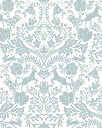 Forest Dance Aqua Damask Wallpaper 3124-13881 by   