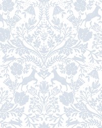 Forest Dance Light Blue Damask Wallpaper 3124-13882 by   