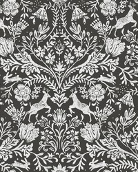 Forest Dance Charcoal Damask Wallpaper 3124-13885 by   