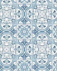 Concord Blue Medallion Wallpaper 3124-13962 by  Creative Fabrics 