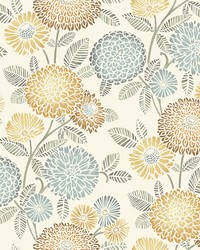 Zalipie Apricot Floral Trail Wallpaper 3125-72326 by  York Wallcovering 