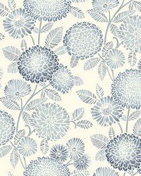 Zalipie Blue Floral Trail Wallpaper 3125-72328 by  York Wallcovering 