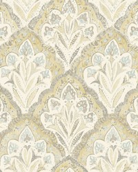 Mimir Mustard Quilted Damask Wallpaper 3125-72338 by   