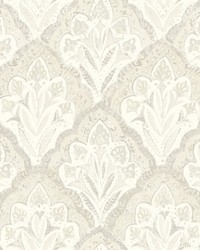 Mimir Dove Quilted Damask Wallpaper 3125-72339 by  Brewster Wallcovering 