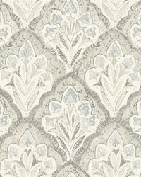 Mimir Grey Quilted Damask Wallpaper 3125-72340 by  Brewster Wallcovering 