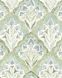 Mimir Aquamarine Quilted Damask Wallpaper 3125-72341 by  Brewster Wallcovering 