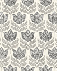Cathal Charcoal Tulip Block Print Wallpaper 3125-72343 by   