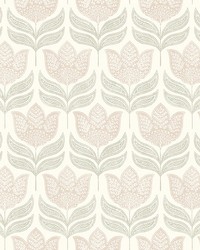 Cathal Blush Tulip Block Print Wallpaper 3125-72346 by  York Wallcovering 