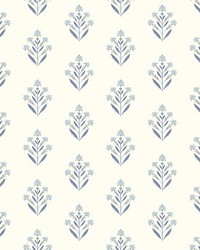 Kova Blue Floral Crest Wallpaper 3125-72347 by   