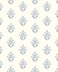 Kova Blue Floral Crest Wallpaper 3125-72347 by  York Wallcovering 