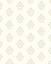 Kova Yellow Floral Crest Wallpaper 3125-72348 by  York Wallcovering 