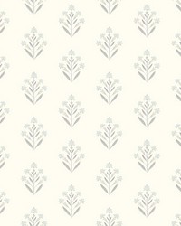 Kova Light Blue Floral Crest Wallpaper 3125-72350 by  York Wallcovering 