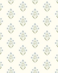 Kova Aquamarine Floral Crest Wallpaper 3125-72351 by   