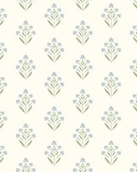 Kova Aquamarine Floral Crest Wallpaper 3125-72351 by  York Wallcovering 