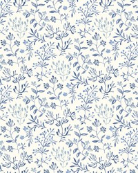 Tarragon Blue Dainty Meadow Wallpaper 3125-72352 by  York Wallcovering 