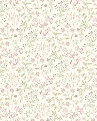 Tarragon Blush Dainty Meadow Wallpaper 3125-72355 by  York Wallcovering 