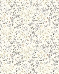 Tarragon Grey Dainty Meadow Wallpaper 3125-72356 by  York Wallcovering 