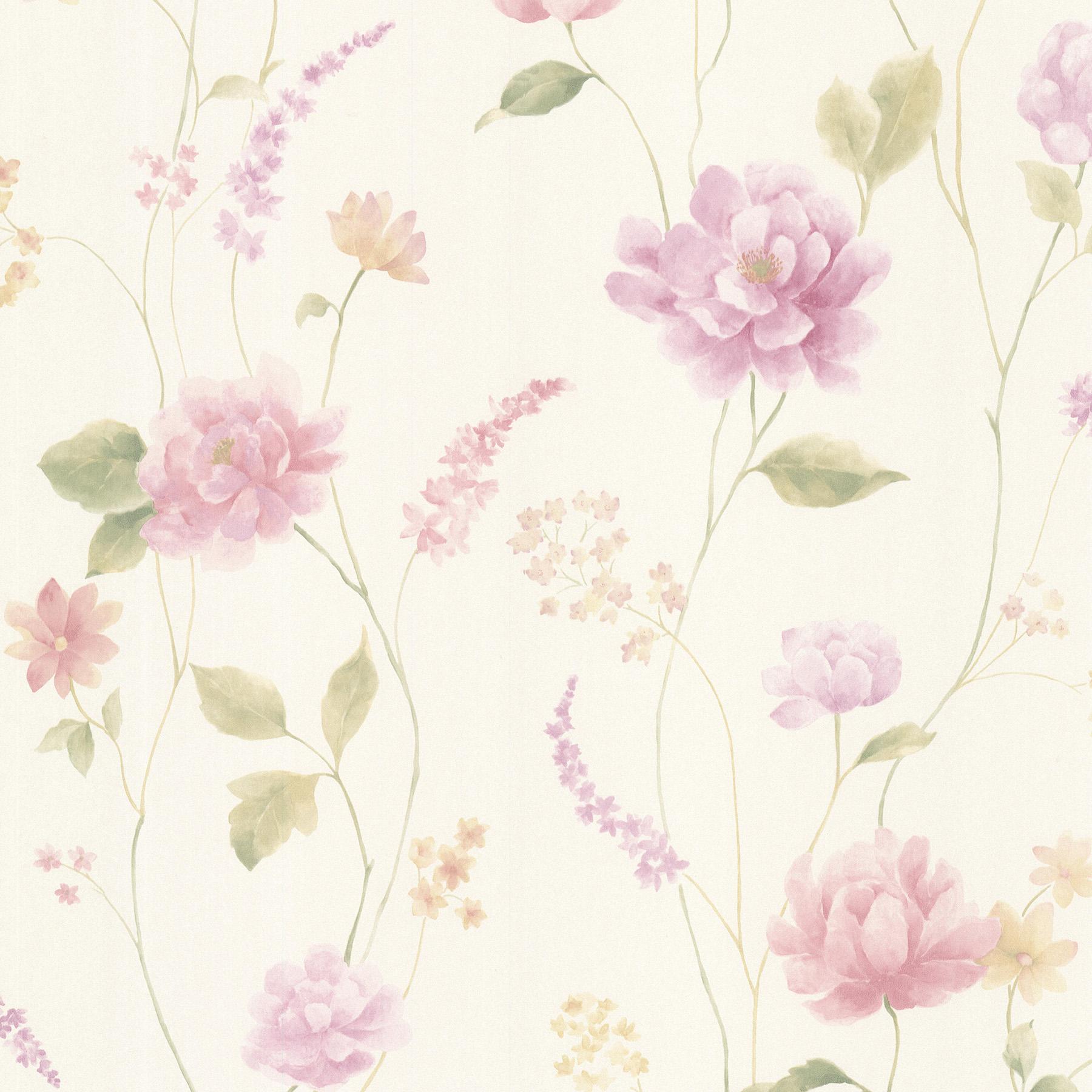 Brewster Wallcovering Hanne Purple Floral Pattern Wallpaper