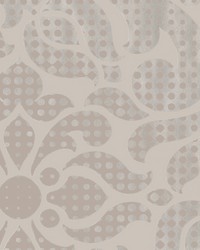 Leanne Taupe Metallic Dot Medallion Wallpaper by   