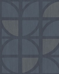 Tulip Dark Blue Geometric Trellis Wallpaper by  Washington Wallcoverings 