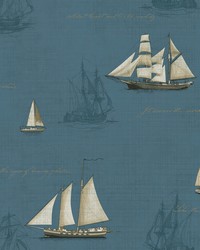 Andrew Blue Sailboat Wallpaper 4041-01701 by  York Wallcovering 