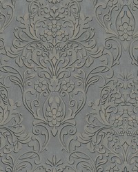 Anders Pewter Damask Wallpaper 4041-32605 by   