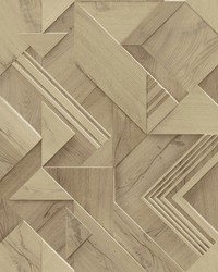 Cassian Light Brown Wood Geometric Wallpaper 4041-35308 by   