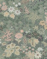 Vesper Moss Forest Floral Wallpaper 4041-553321 by  Brewster Wallcovering 