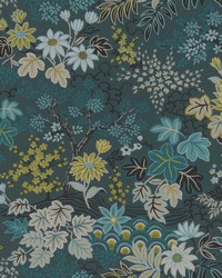 Vesper Teal Forest Floral Wallpaper 4041-553352 by  Roth and Tompkins Textiles 