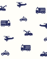 Briony Navy Vehicles Wallpaper 4060-137321 by  Brewster Wallcovering 