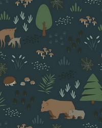 Finola Dark Blue Bears Wallpaper 4060-139248 by  Brewster Wallcovering 