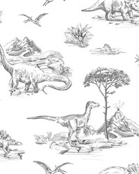 Isolde Charcoal Dinosaurs Wallpaper 4060-139269 by   