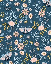 Zev Blue Butterfly Wallpaper 4060-58101 by  Novel 