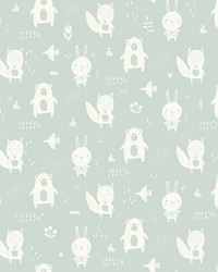 Bitsy Mint Woodland Wallpaper 4060-91304 by   