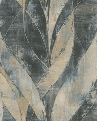 Blake Denim Leaf Wallpaper 4096-520064 by  Michaels Textiles 