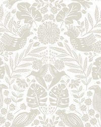 Nestle Dove Bird Block Print Wallpaper 4122-27003 by  Brewster Wallcovering 