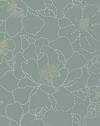 Gardena Sea Green Embroidered Floral Wallpaper 4122-27006 by   