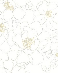 Gardena White Embroidered Floral Wallpaper 4122-27007 by   