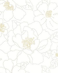 Gardena White Embroidered Floral Wallpaper 4122-27007 by  Washington Wallcoverings 
