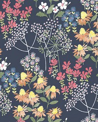 Cultivate Navy Springtime Blooms Wallpaper 4122-27016 by   